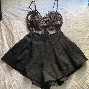 Hello Molly Black Lace Romper